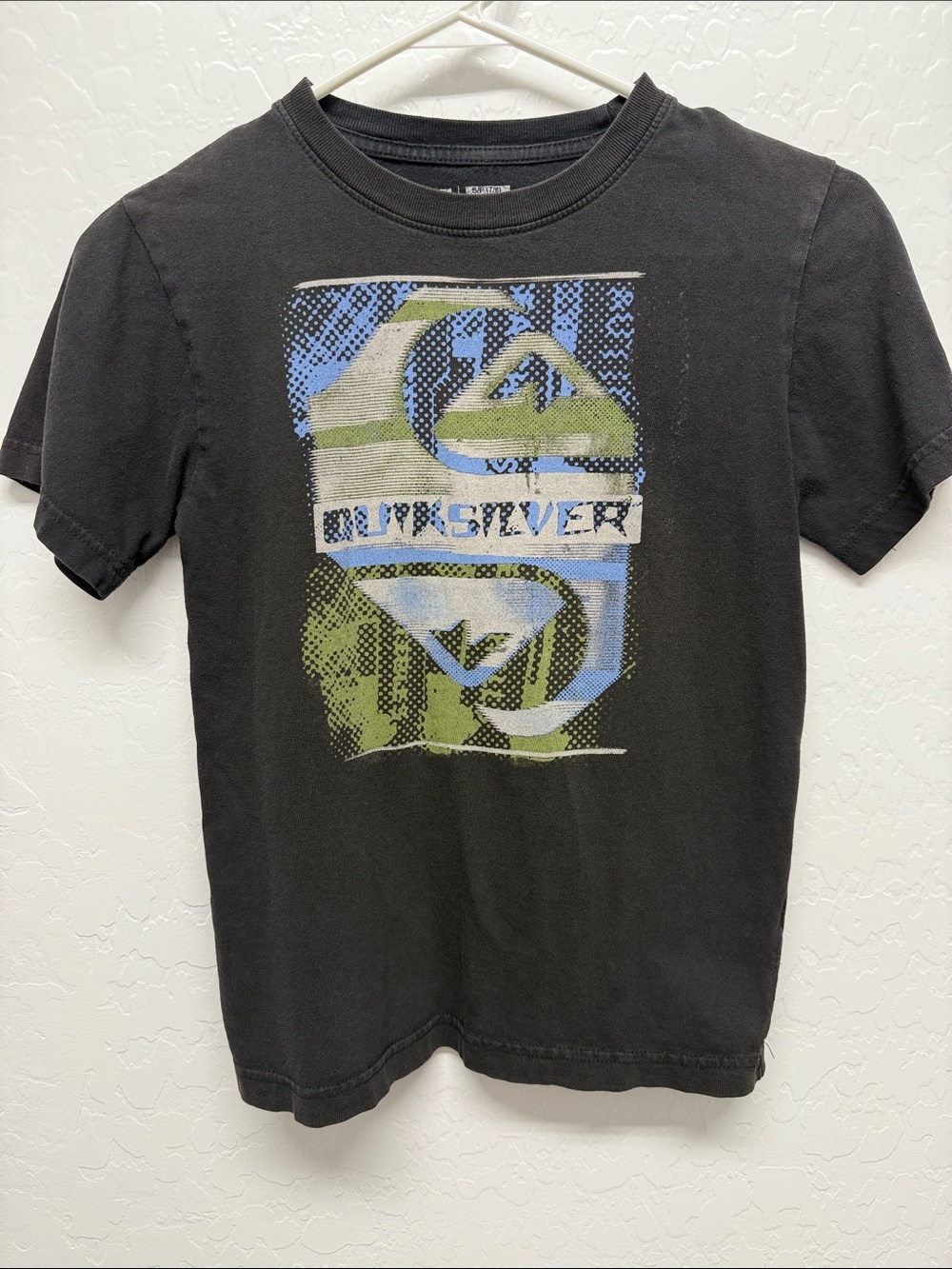 Black Short-Sleeve Tee with Blue and Green Graphic